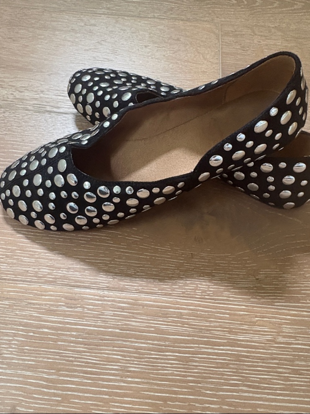 Black Studded Women's Slip-On Flats